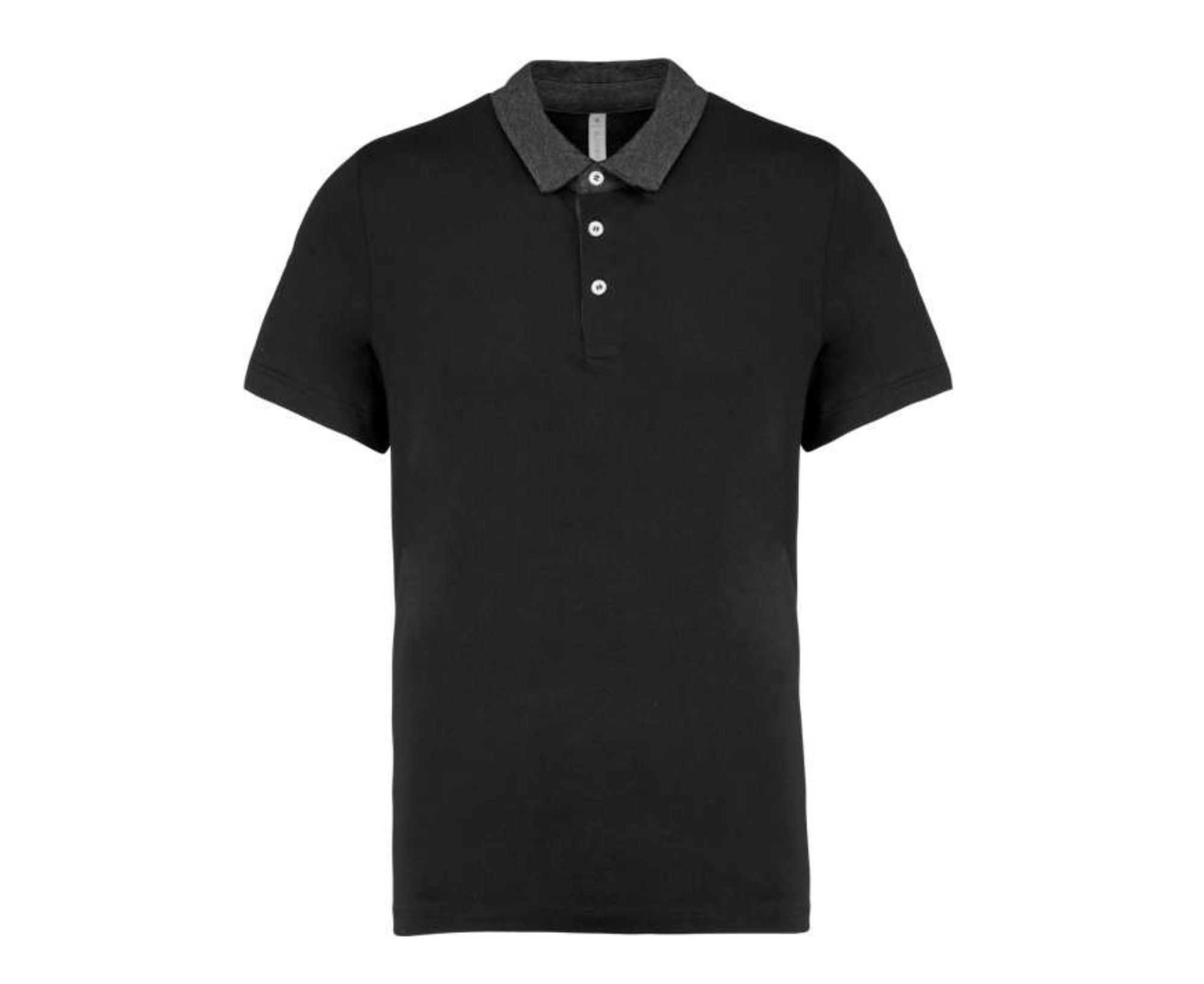 KA260 | Mens Two-Tone Jersey Polo Shirt Black | Dark Grey Heather