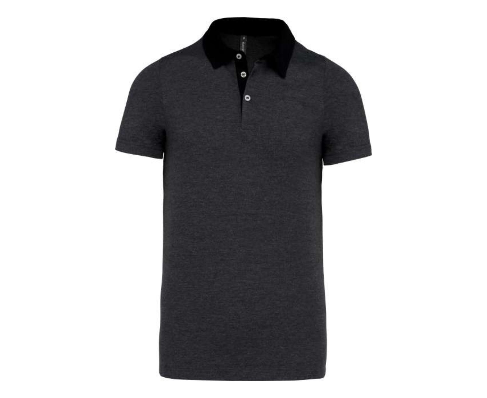 KA260 | Mens Two-Tone Jersey Polo Shirt Dark Grey Heather | Black