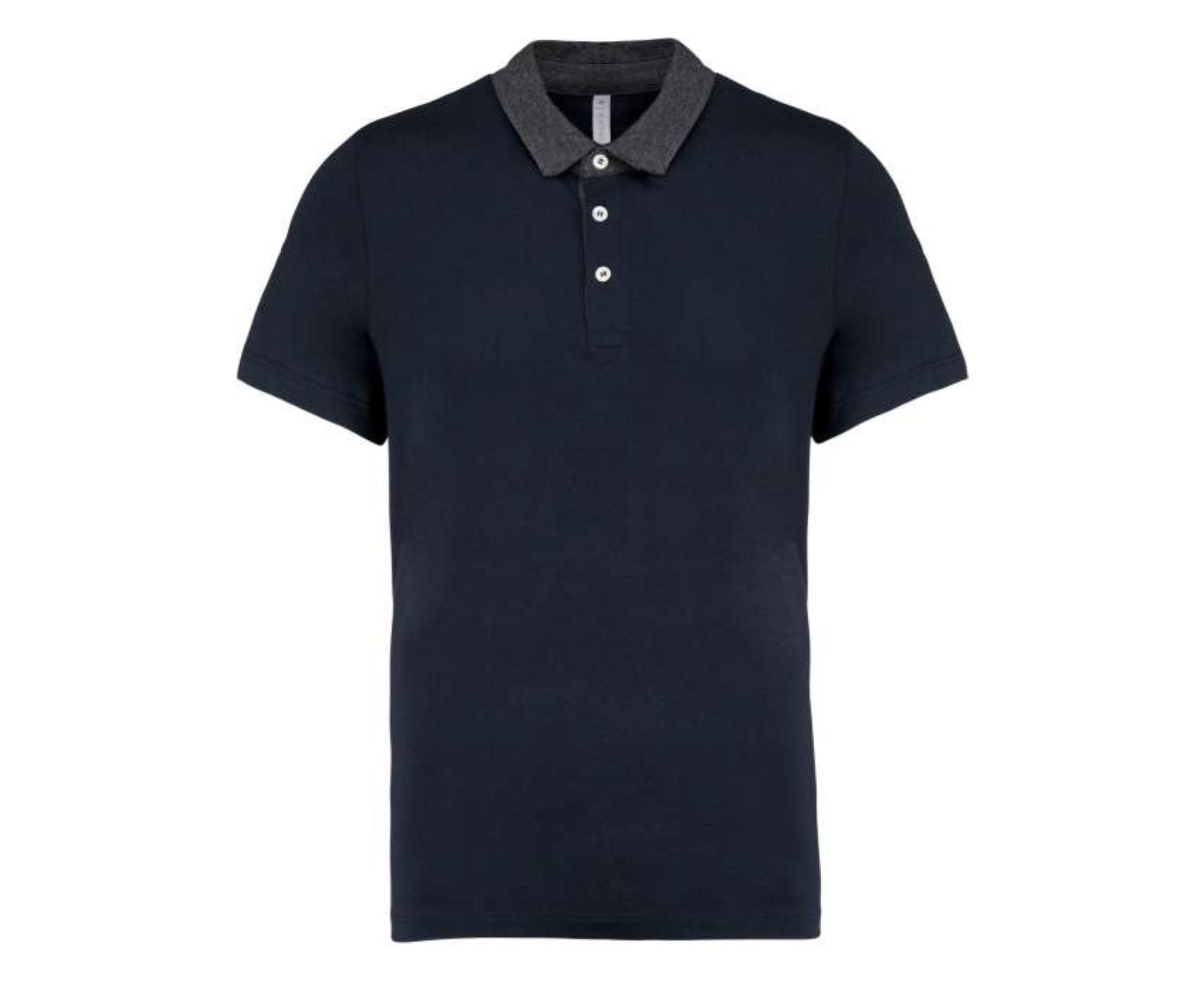 KA260 | Mens Two-Tone Jersey Polo Shirt Navy | Dark Grey Heather