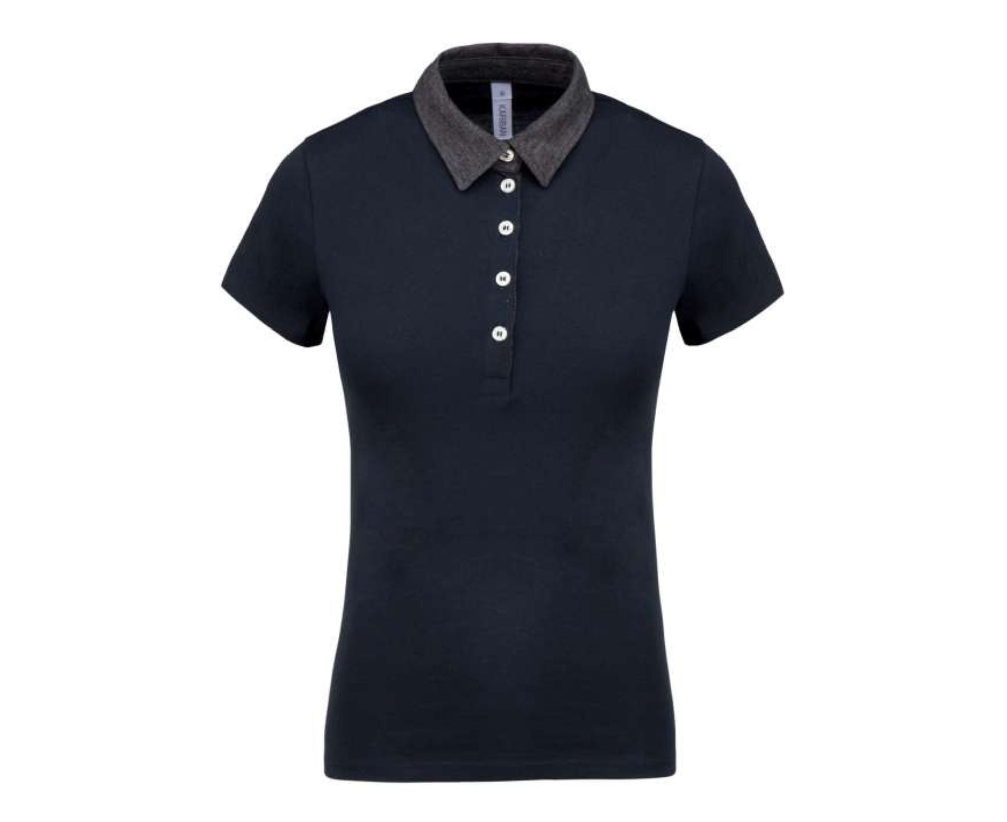KA261 | Ladies Two-Tone Jersey Polo Shirt Dark Grey Heather | Black