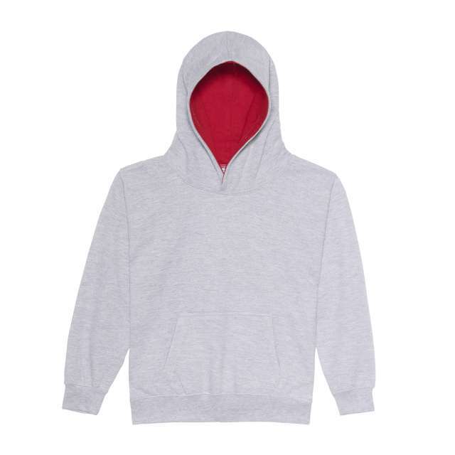 AWJH003J | Kids Varsity Hoodie Heather Grey | Fire Red