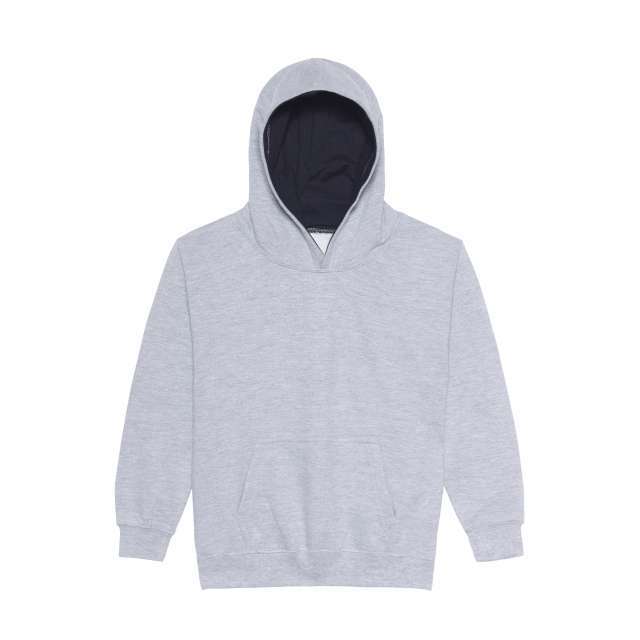 AWJH003J | Kids Varsity Hoodie Heather Grey | French Navy