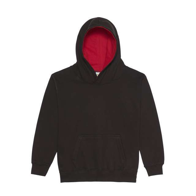 AWJH003J | Kids Varsity Hoodie Jet Black | Fire Red