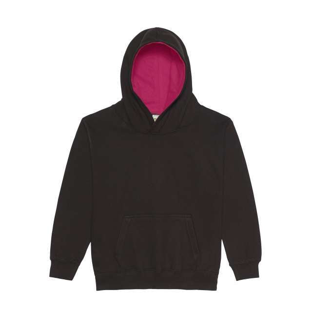 AWJH003J | Kids Varsity Hoodie Jet Black | Hot Pink
