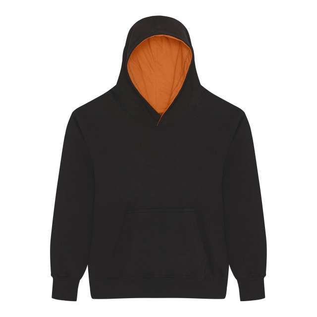 AWJH003J | Kids Varsity Hoodie Jet Black | Orange Crush