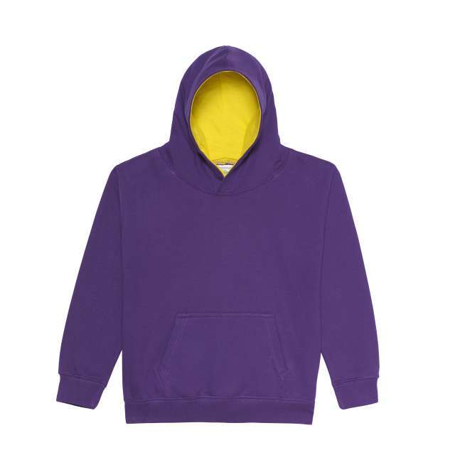 AWJH003J | Kids Varsity Hoodie Purple | Sun Yellow
