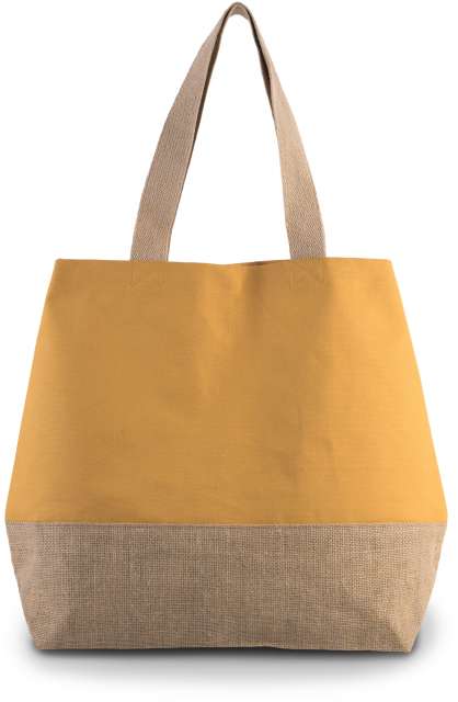 KI0235 | Canvas & Jute Hold-All Sopping Bag Cumin Yellow | Natural