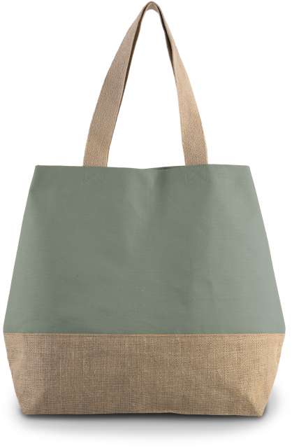 KI0235 | Canvas & Jute Hold-All Sopping Bag Dusty Light Green | Natural