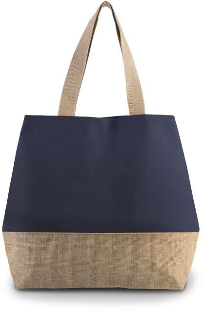 KI0235 | Canvas & Jute Hold-All Sopping Bag Patriot Blue | Natural