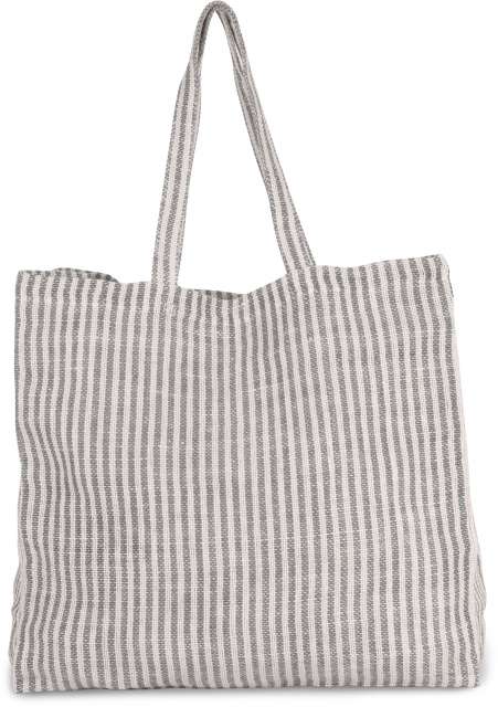 KI0236 | Juco Stripped Shopping Bag Steel Grey | Natural
