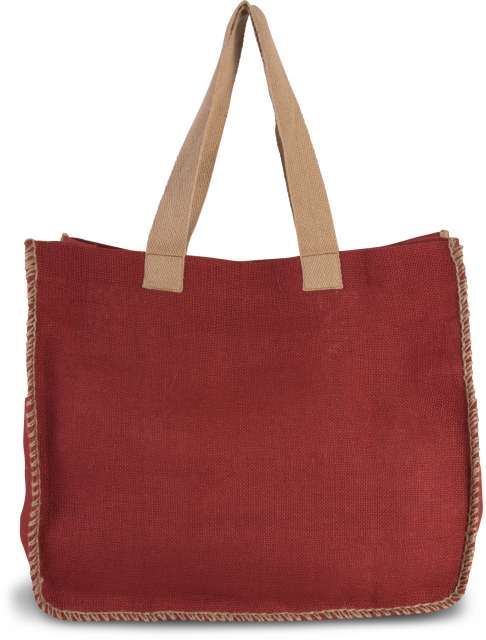 KI0248 | Jute Bag With Contrast Stitching Arandano Red | Natural