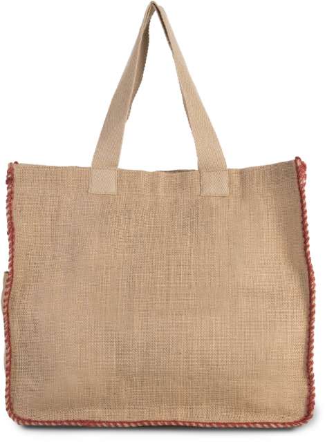 KI0248 | Jute Bag With Contrast Stitching Natural | Arandano Red
