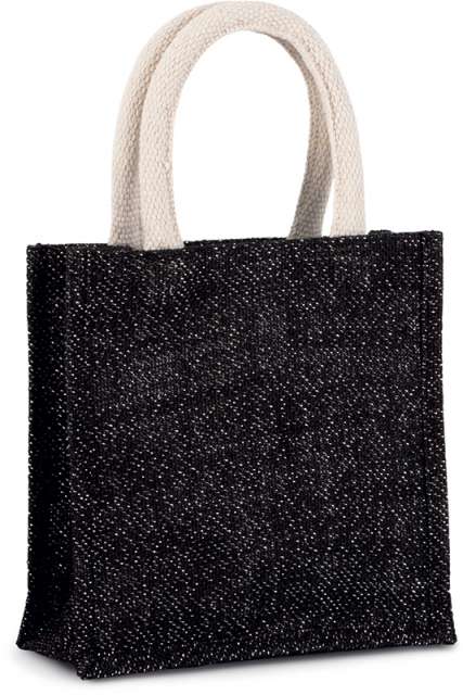 KI0272 | Jute Canva Tote Bag - Small Black | Silver