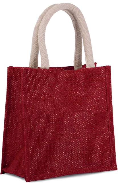 KI0272 | Jute Canva Tote Bag - Small Cherry Red | Gold