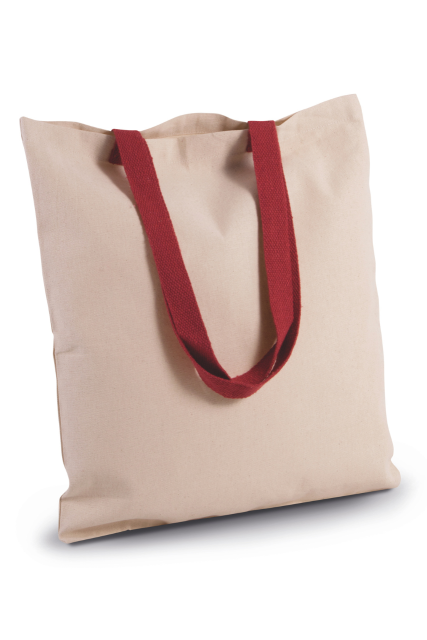 KI0277 | Flat Canvas Shopper Bag With Contrast Handle