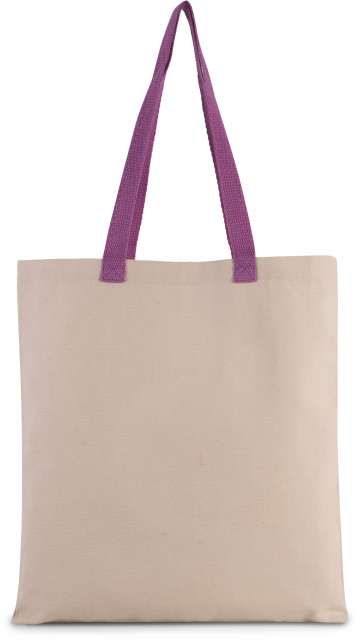 KI0277 | Flat Canvas Shopper Bag With Contrast Handle Natural | Radiant Orchid
