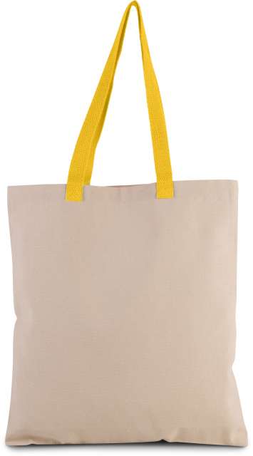 KI0277 | Flat Canvas Shopper Bag With Contrast Handle Natural | Yellow