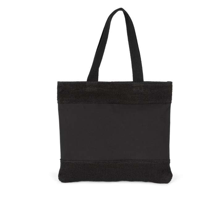 KI0294 | Shopping Bag In Cotton And Woven Jute Threads Black