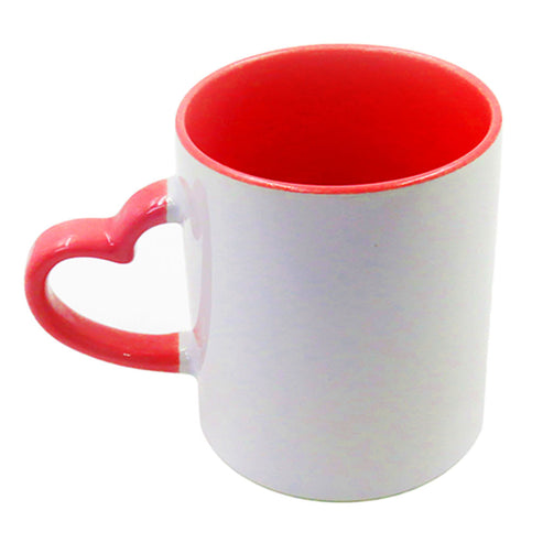 GPIHHS350 | Inner and Handle Colored Heart Shape Handle Mug - 350 ml Red 350 ml