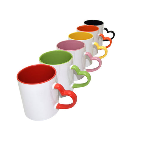 GPIHHS350 | Inner and Handle Colored Heart Shape Handle Mug - 350 ml