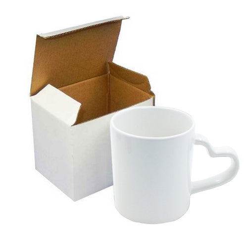 GPHSM350 | White Plain Ceramic Mug with Hearth Shape Handle - 350 ml